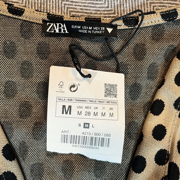 NWT Zara Belted Polka Dot Dress Size Medium - Picture 12 of 15